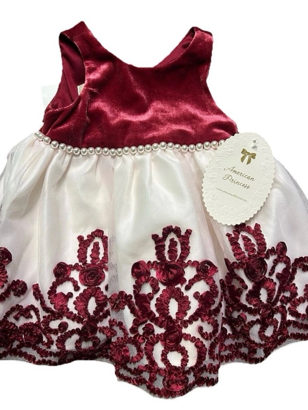 NWT Baby Girl American Princess Formal Red White Dress Size 6-9 Months